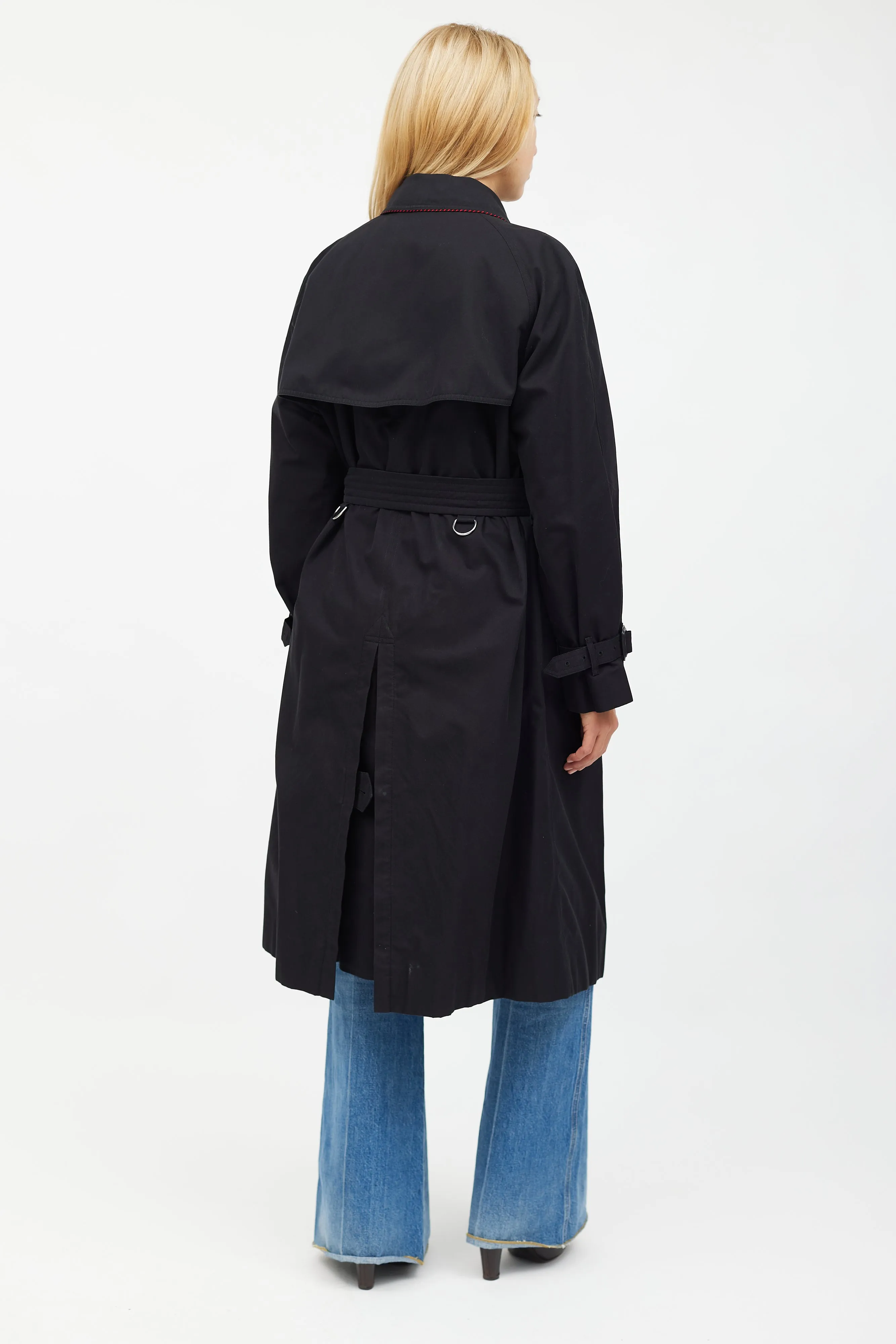 Black & Red Trim Trench Coat
