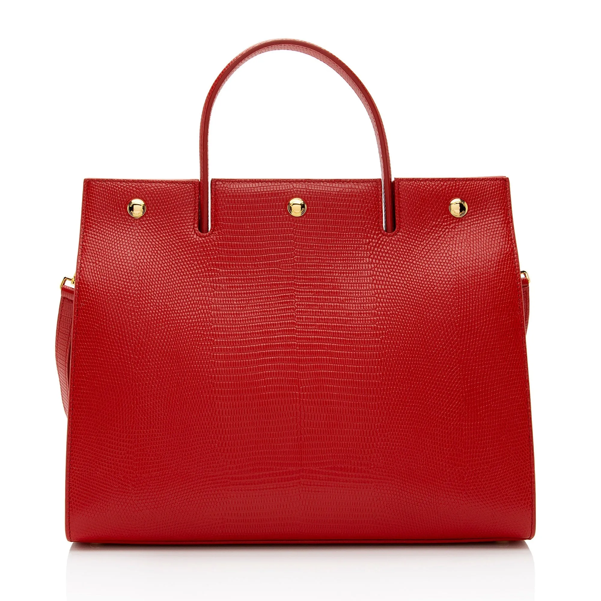 Burberry Lizard Embossed Leather Title Medium Tote (SHF-OreTYK)