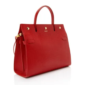 Burberry Lizard Embossed Leather Title Medium Tote (SHF-OreTYK)