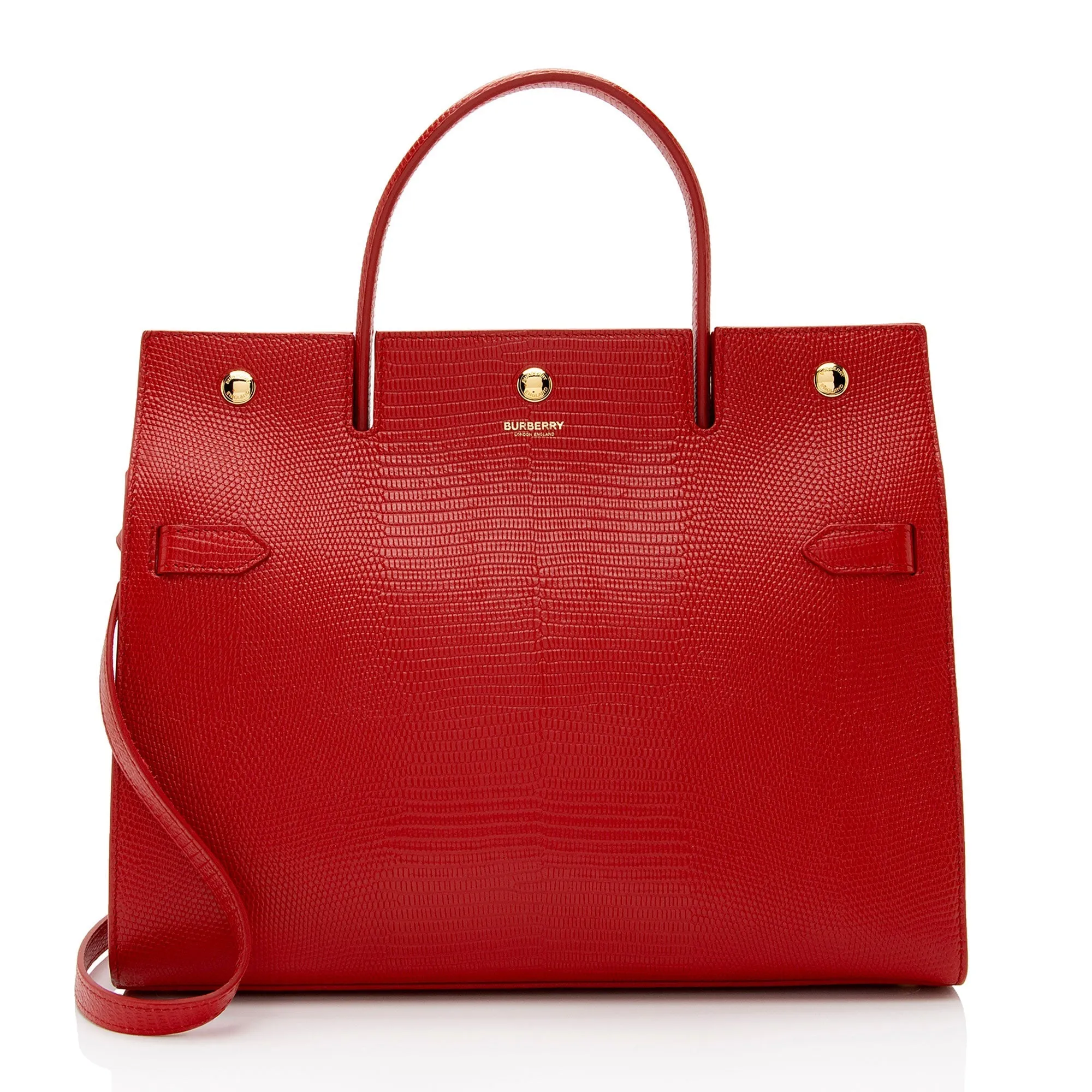 Burberry Lizard Embossed Leather Title Medium Tote (SHF-OreTYK)