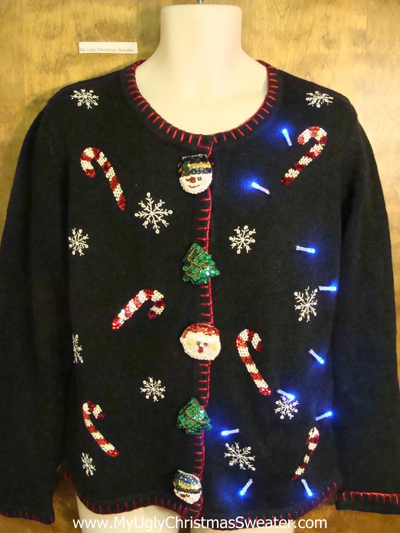 Candycane Party Cute Light Up Ugly Xmas Sweater
