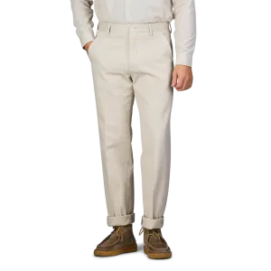 Cream Beige Cotton Stretch Model 8 Chinos