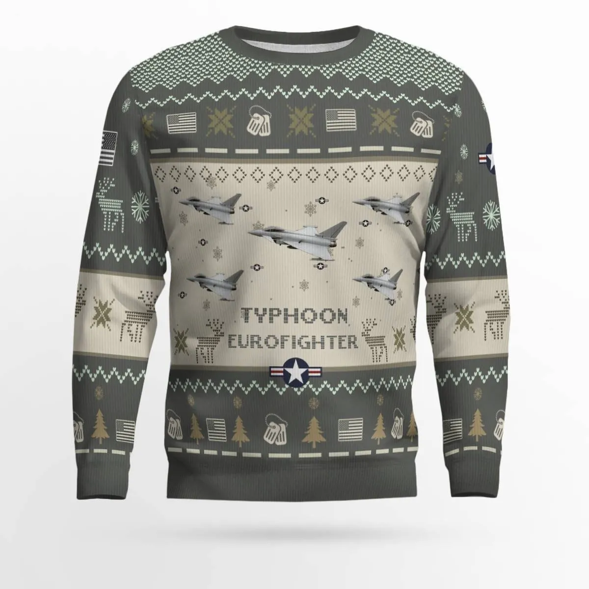 Eurofighter Typhoon Aircraft Ugly Sweater, Ugly Sweater Christmas Shirt for Men Dad Veteran