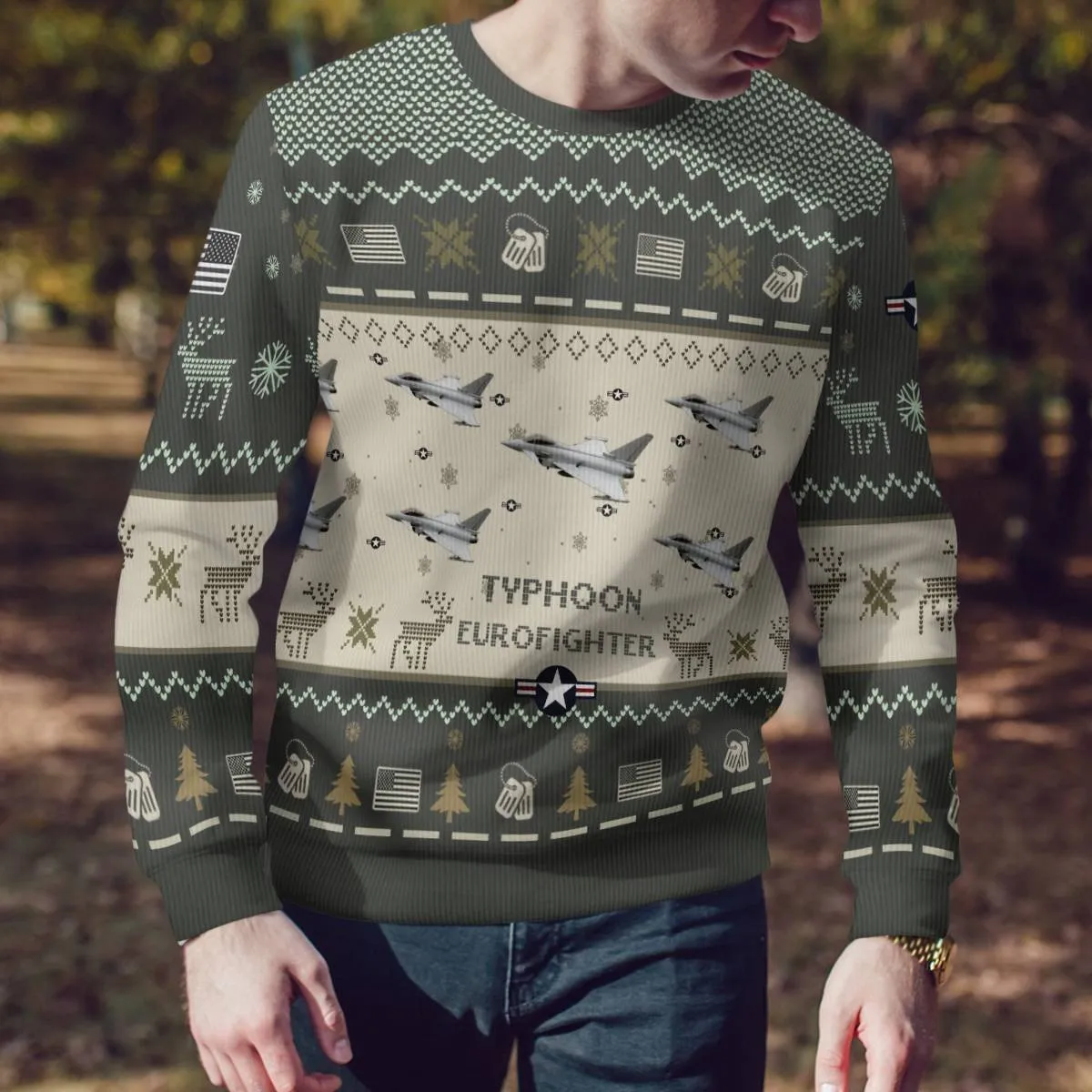 Eurofighter Typhoon Aircraft Ugly Sweater, Ugly Sweater Christmas Shirt for Men Dad Veteran