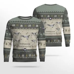 Eurofighter Typhoon Aircraft Ugly Sweater, Ugly Sweater Christmas Shirt for Men Dad Veteran