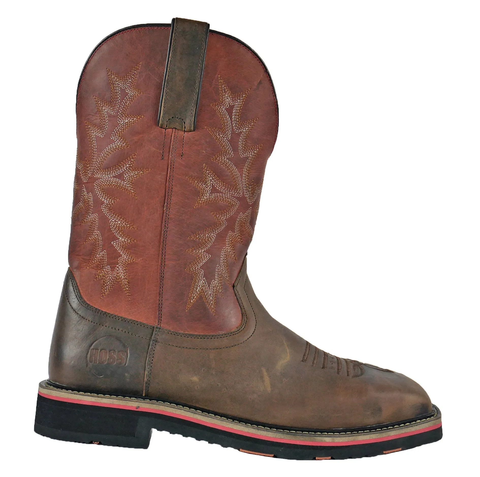 Men's Hoss Landon Cognac, EH, SR, Pull On Western Steel Toe Boot
