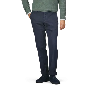Navy Blue Cotton Twill Regular Chinos
