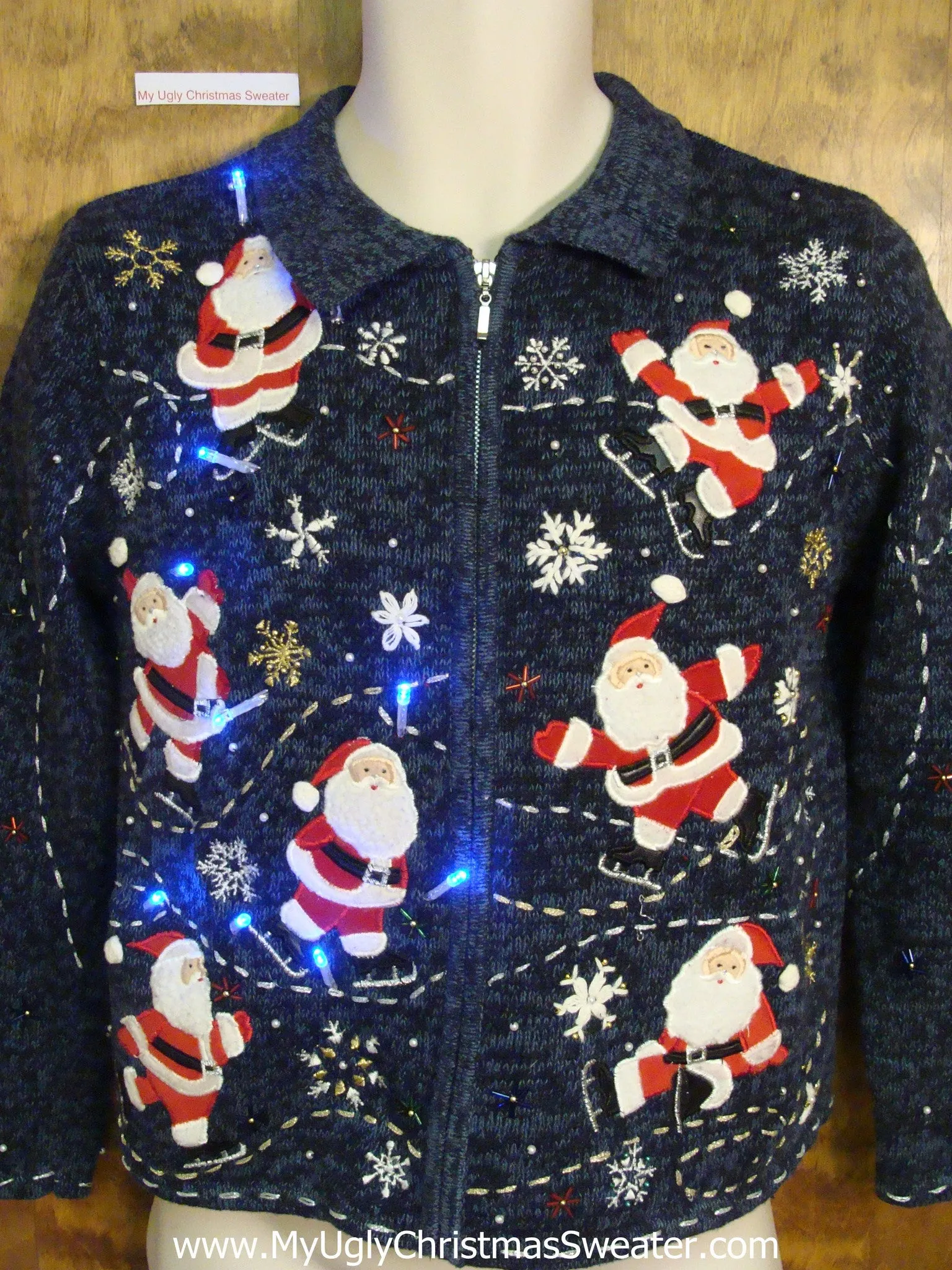 Santacon 2sided Light Up Ugly Xmas Sweater