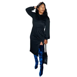 Victoria Side Slit Hoodie Dress