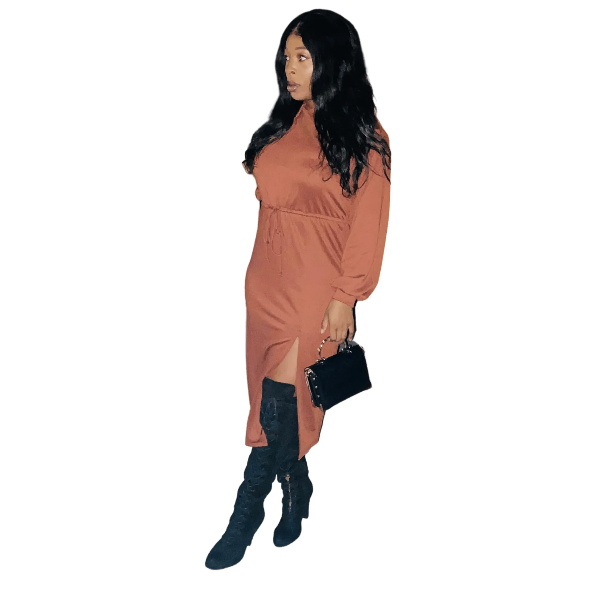 Victoria Side Slit Hoodie Dress