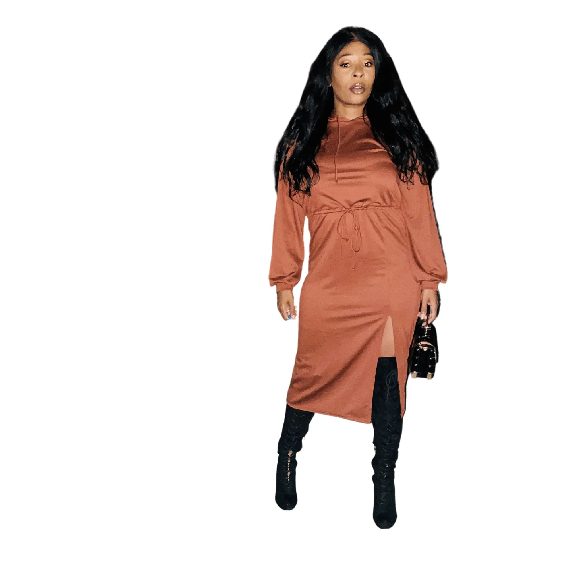 Victoria Side Slit Hoodie Dress