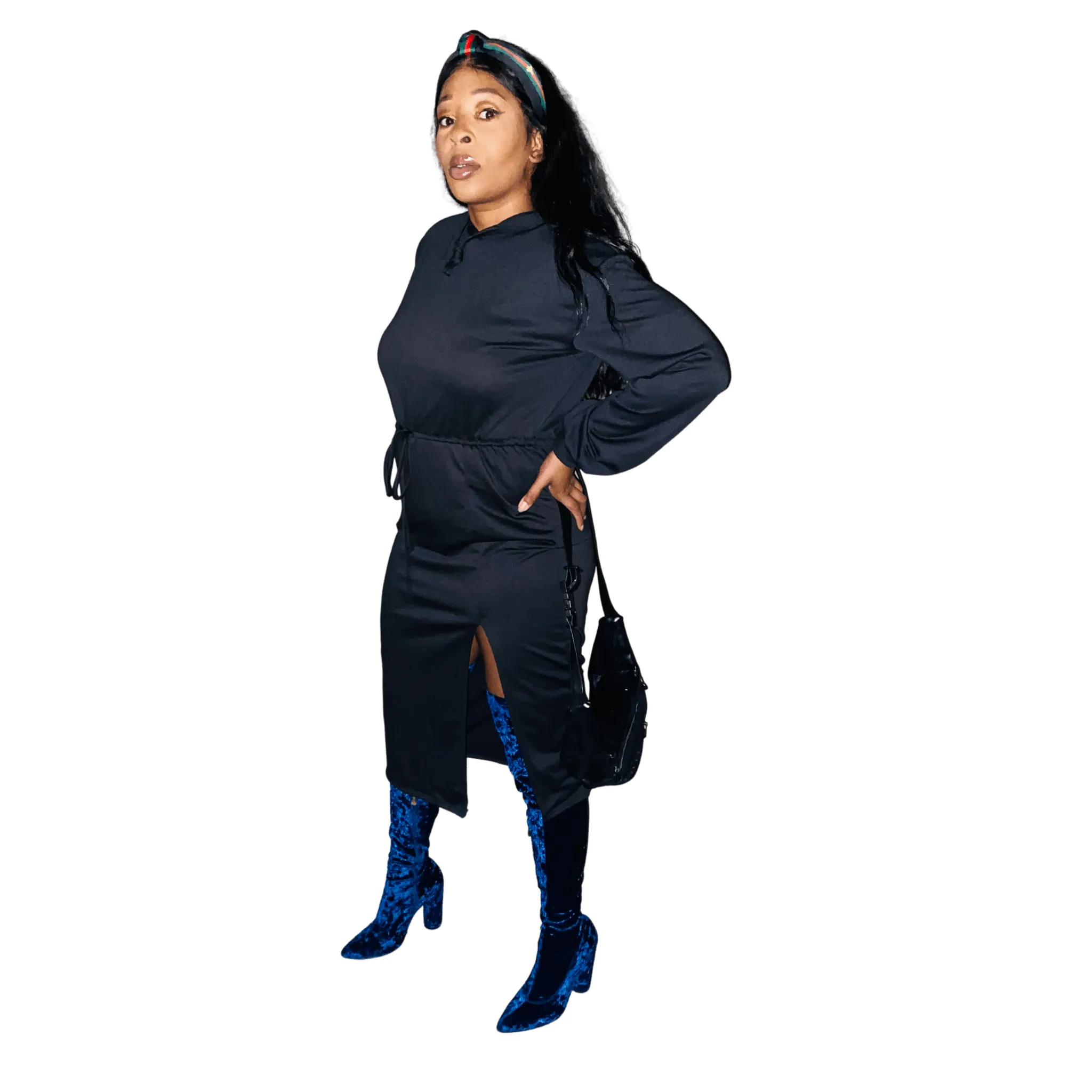 Victoria Side Slit Hoodie Dress