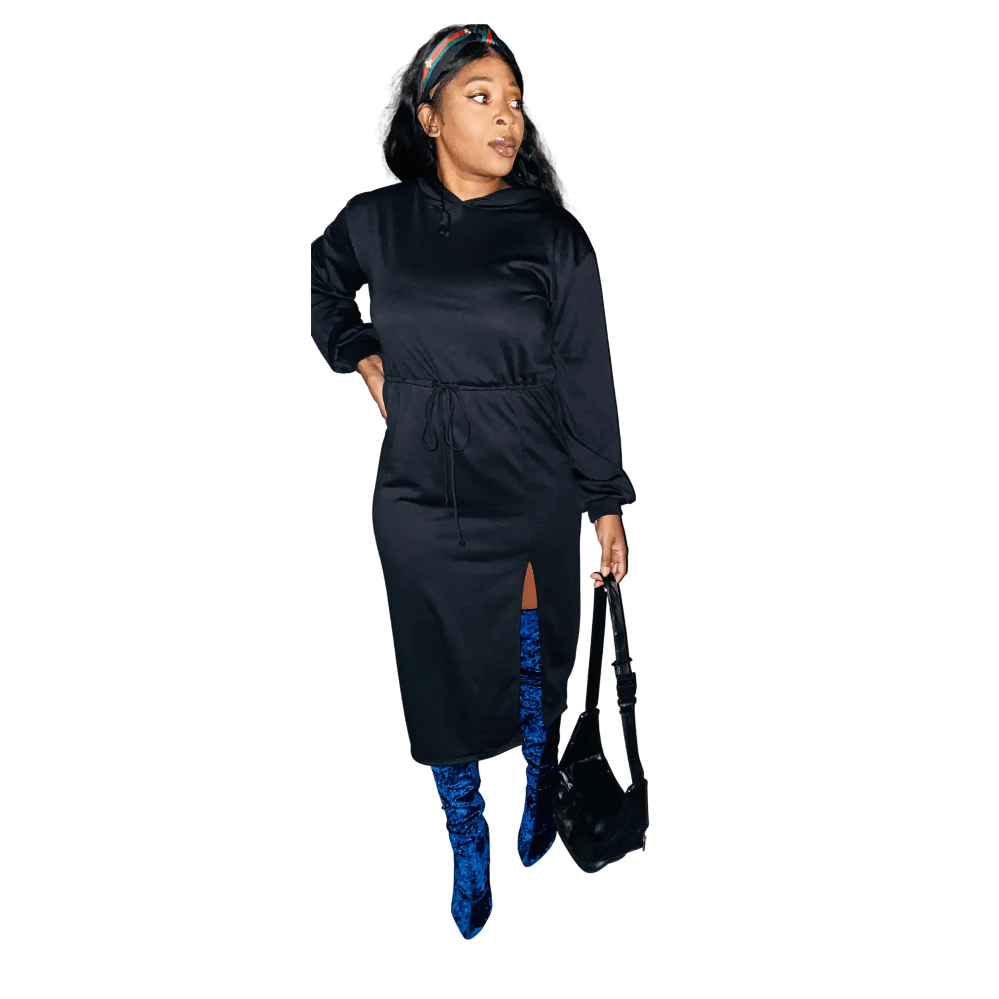 Victoria Side Slit Hoodie Dress